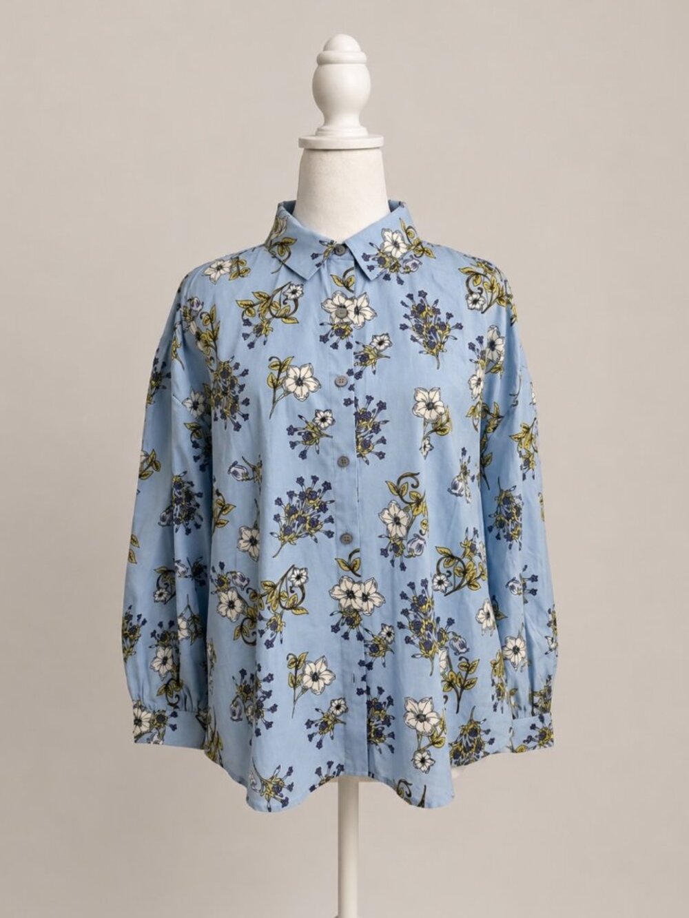 Loft Floral Button- Front Blouse- size Large